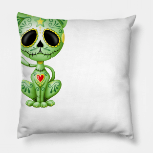 Green Zombie Sugar Kitten Cat Pillow