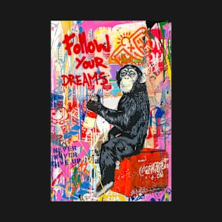 Banksy Monkey Follow Your Dreams T-Shirt