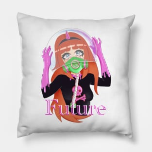 Anime Girl Biohazard Gas Mask Aesthetic Cyber Style Pillow