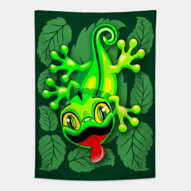 Gecko Lizard Baby Cartoon Tapestry by BluedarkArt