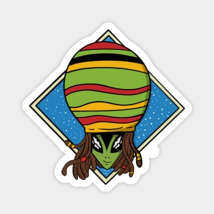 Alien Plays Rasta Reggae Music In Space Magnet