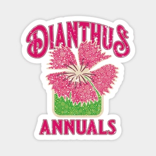Field of Vintage Color Dianthus Flowers Circle Design Magnet