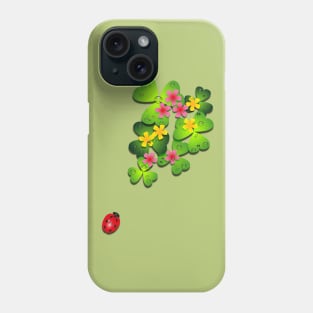 Ladybug with Oxalis  leaves Phone Case