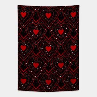 BLACK And Red Hearts Happy Valentines Day Tapestry