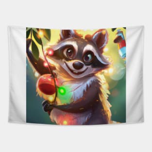 Cute Raccoon Drawing Tapestry