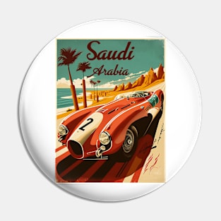 Saudi Arabia Supercar Vintage Travel Art Poster Pin