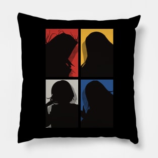 All The Main Characters In The Eminence In Shadow Anime In A Cool Black Silhouette Pop Art Design In Colorful Background Pillow