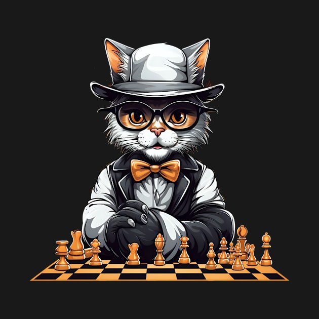 Chess Shirt | Cat Playing Chess by Gawkclothing