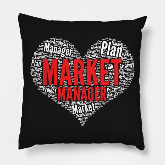 Market manager Heart Shape Word Cloud Design product Pillow by theodoros20