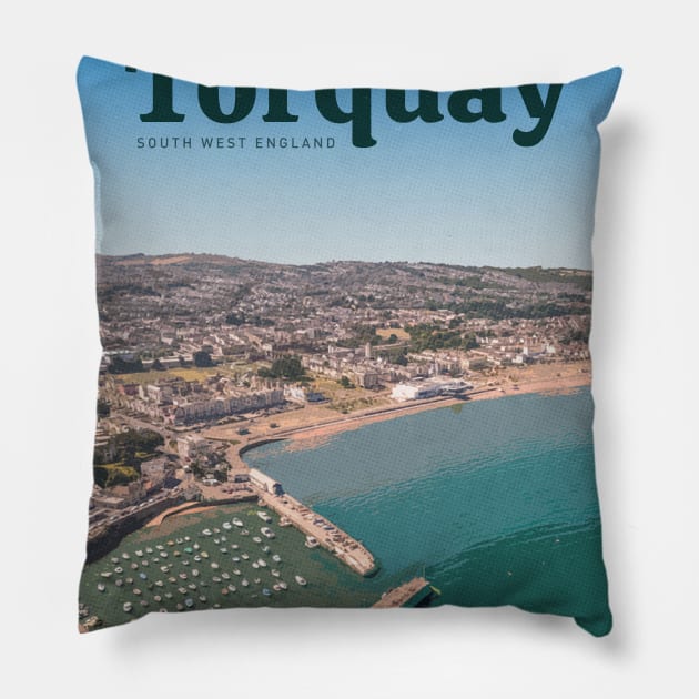 Visit Torquay Pillow by Mercury Club