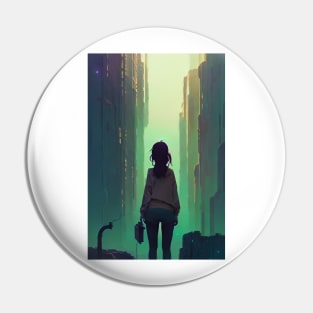 Anime Girl Vibing in Streets Lofi Scenario Landscape Pin