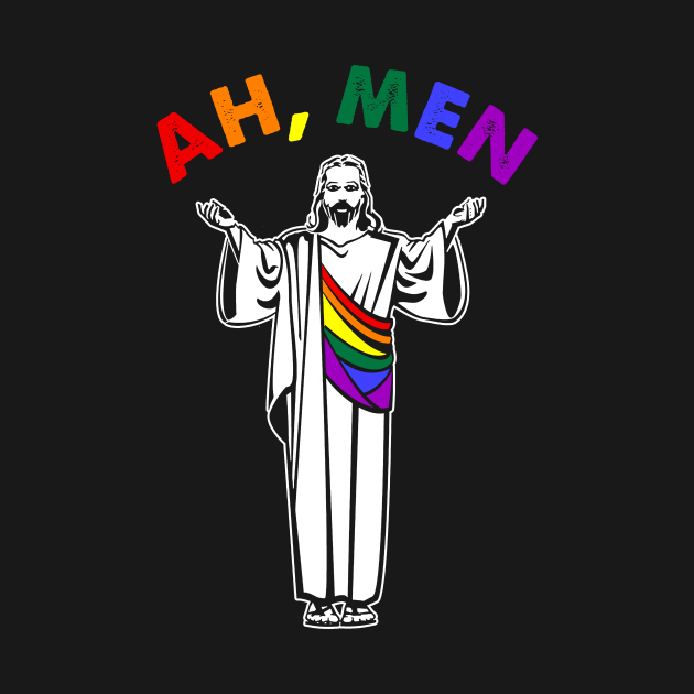 Ah men funny jesus lgbt gay pride tshirt funny gay tshirt - Gay Pride ...