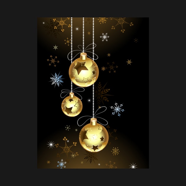 Gold Christmas baubles by Blackmoon9