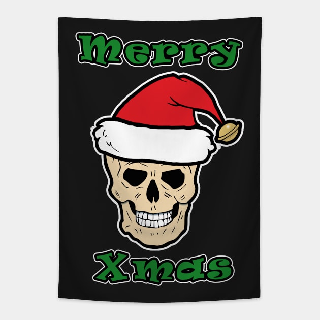 Merry Xmas Skull Tapestry by headrubble