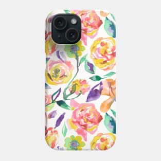 Watercolor roses colors-Yellow Phone Case