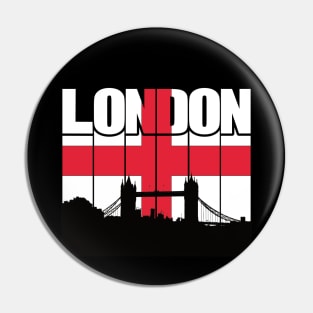 England Flag over London City Pin