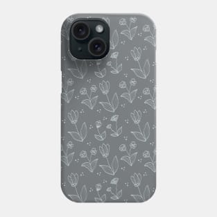 Dark Grey Floral Pattern Designs Phone Case