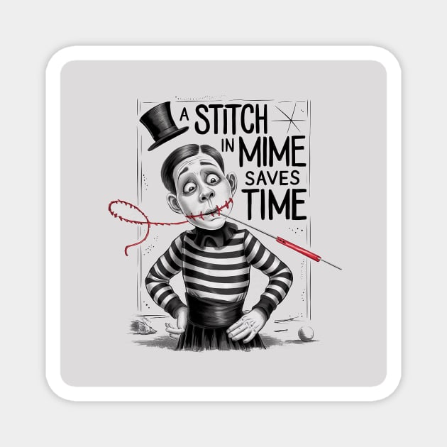 A stitch in mime... Magnet by Dizgraceland