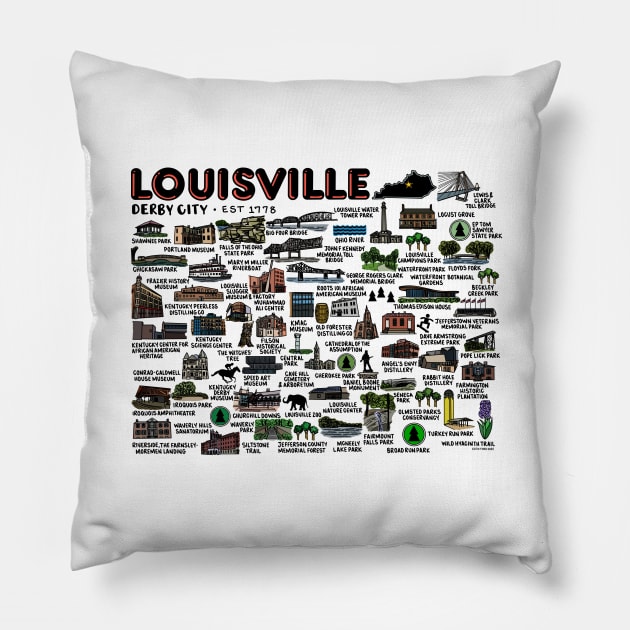 Louisville Kentucky Map Art Pillow by fiberandgloss