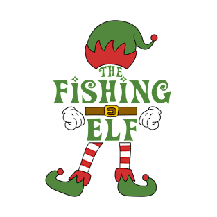 The Fishing Elf Christmas Family Matching Outfits Group Attire T-Shirt