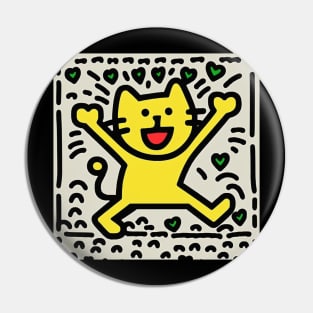 Funny Keith Haring, Happy Cat Pin