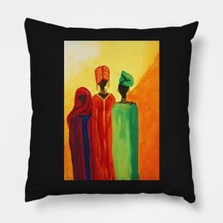 Original Artwork Acrylic Painting African Ladies Pillow