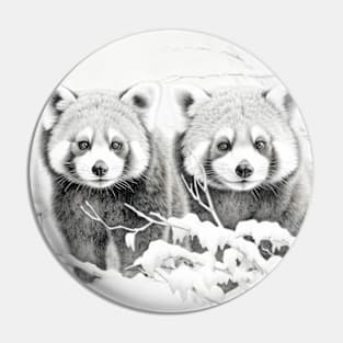 Red Panda Animal Discovery Wild Nature Ink Sketch Style Pin