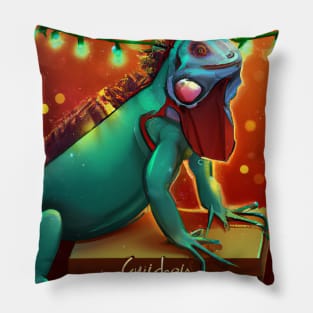 Cute Iguana Drawing Pillow