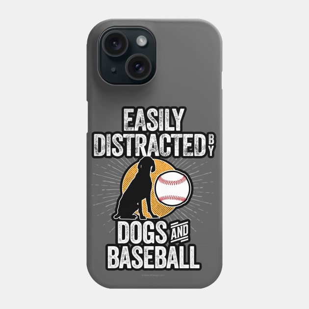 Easily Distracted by Dogs and Baseball Phone Case by eBrushDesign