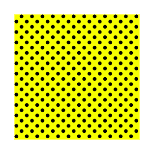 Black Polka Dots Pattern on Yellow Background T-Shirt