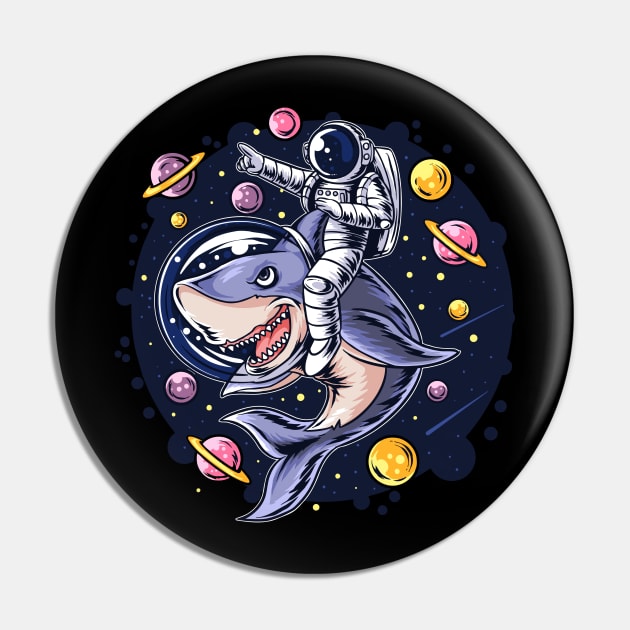 AStronaut With Shark Pin by Space-T