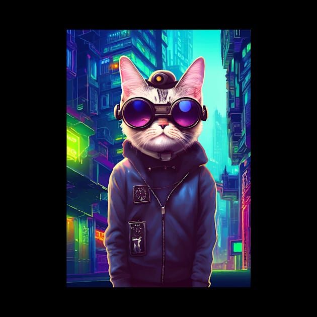 Techno Cat In Japan Neon City by star trek fanart and more