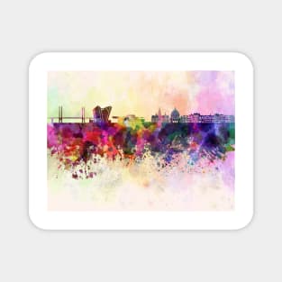 Copenhagen skyline in watercolor background Magnet