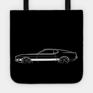 1973 Ford Mustang Mach 1 - profile stencil, white Tote