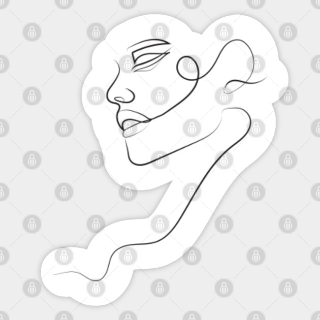 One Line Drawing Abstract Face One Line Drawing Sticker