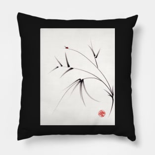 "Sugar Plum"  ink brush painting on paper Pillow