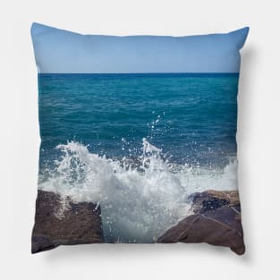 Wave Rocks Sea Beach Summer Italy Pillow