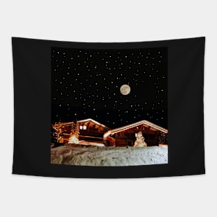 Swiss Winter Chalet Tapestry