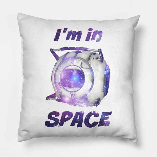 Portal 2 Wheatley "I'm in Space!" Galaxy Print Pillow by TheArtsyElf