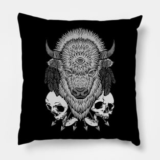 Wild Bison BW Pillow