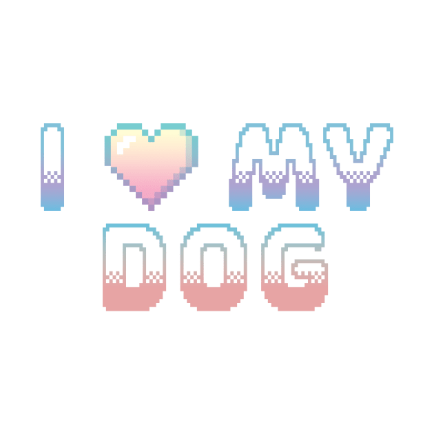 I Heart My Dog Classic Video Game Graphic Rainbow Pastel Gradient by ArtHouseFlunky