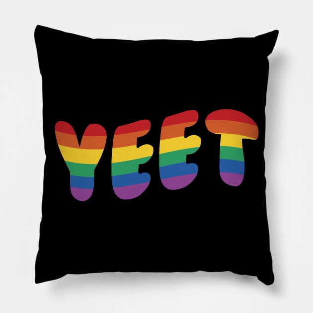 Yeet Gay Pride Flag Rainbow Funny LGBTQ Meme Pillow by graphicbombdesigns