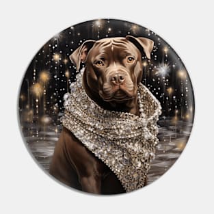 Jewelled Brown Staffy Pin