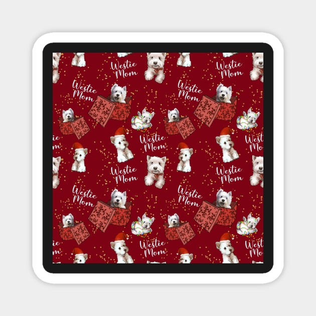 Christmas westies mom red pattern Magnet by ArtInPi