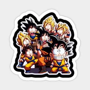 Goku group photo with his classic grin. Magnet