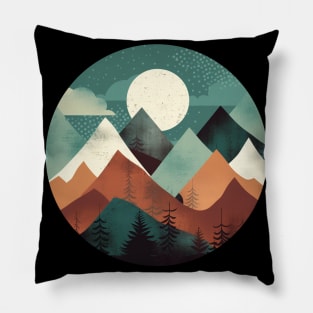 Geometric Flat layered Camping Sporty Design Pillow