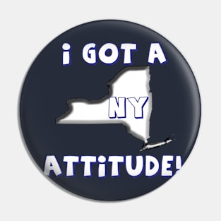 New York Attitude blue and white Pin