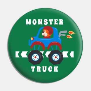 Vector illustration of monster truck with cartoon style. Pin