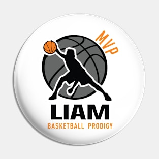 Liam MVP Custom Player Basketball Prodigy Your Name Pin