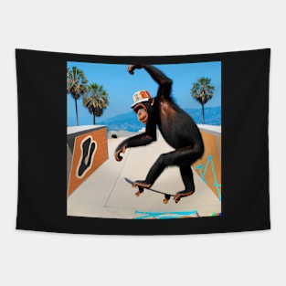 Chimp Skateboarding at Venice Beach Tapestry